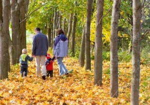 Family in the park: autumn