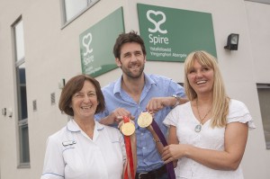 Olympic Gold Medal Rower  Tom James with  Julia James and Andrea Carri.